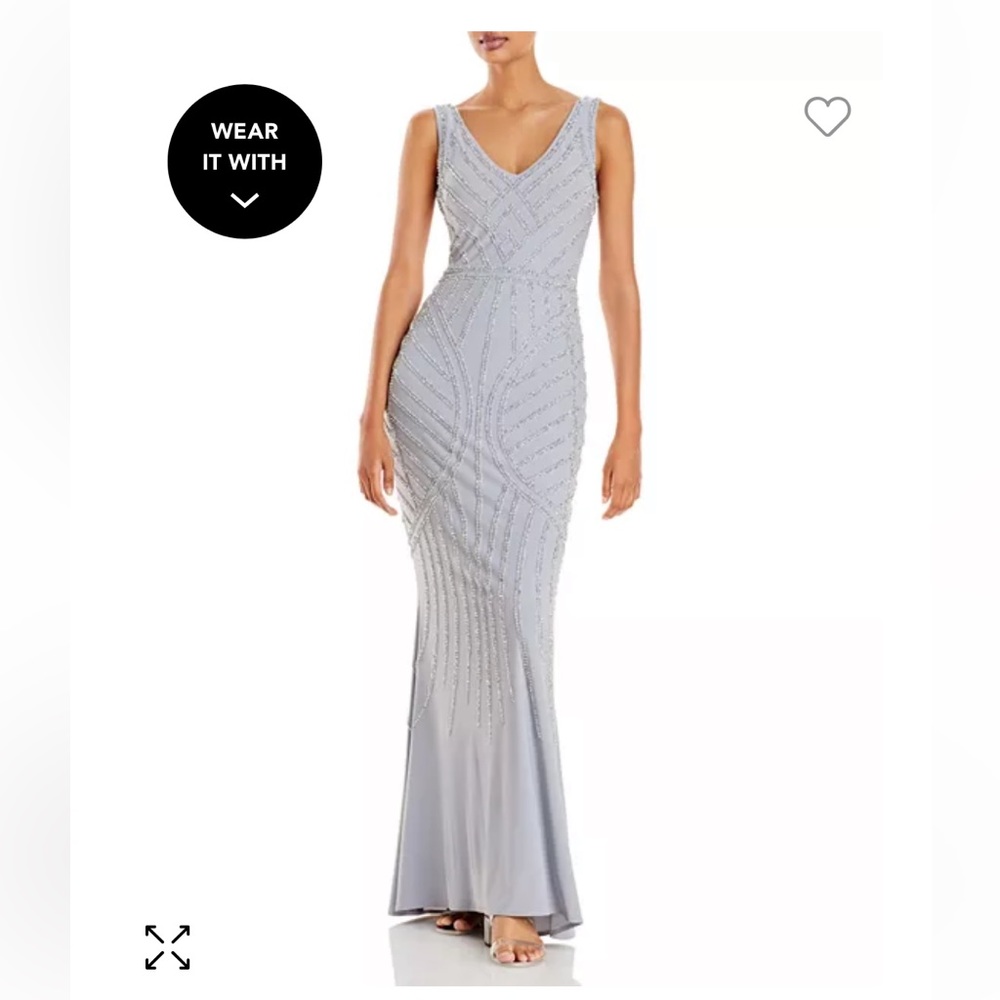 Aqua Embellished Column Gown